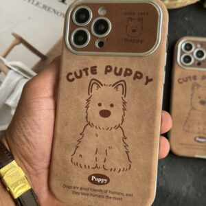 قاب موبایل آیفون کیوت پاپی چرم قهوه ای سنگشور g