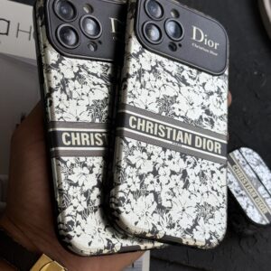 قاب موبایل آیفون دیور گلدار نقره ای محافظ لنزدار g