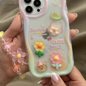 قاب موبایل ( آیفون ) قورباغه و نیلوفرآبی + بندست بابونه g